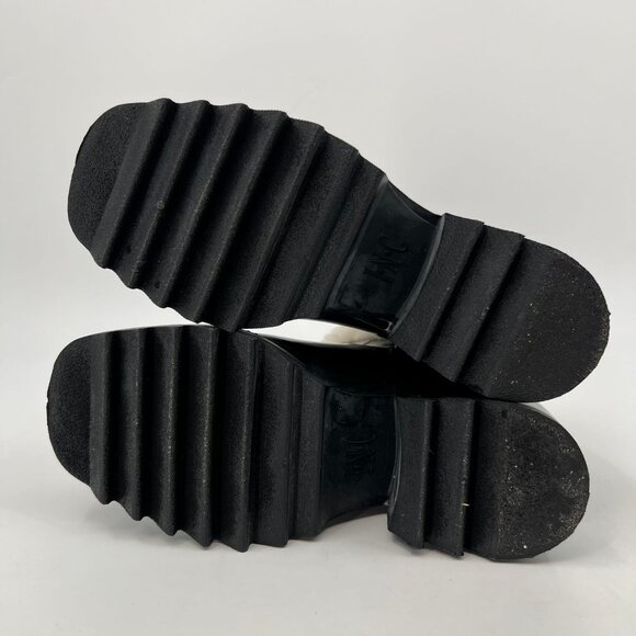 I.N.C. Black & Cream Sherpa Trim Heeled Boots | Block Heel & Square Toe - Picture 5 of 8